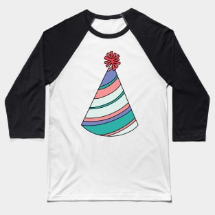 Teal and Pink Party Hat Baseball T-Shirt